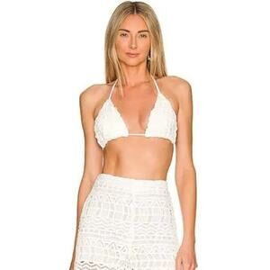 NWT Rumer The Label Ines White Crochet Lace Floral String Bikini Top Size Medium